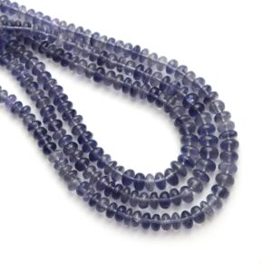 Iolite Smooth Rondelle Beads, 4 Mm To 6.5 Mm , Iolite Jewelry Making Beads, 8 Inches / 18 Inches Full Strand, Price Per Strand