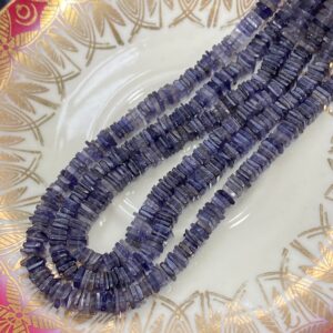 Iolite Square Heishi Rondelle Beads 4x1mm approx   Natural Handmade Iolite Beads  / Blue  Beads / Natural Handmade Gemstone Beads / 10 beads