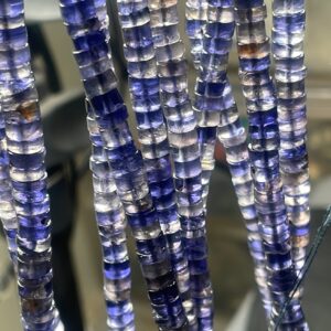 Top Quality Natural Iolite Smooth Tyre Shaped Gemstone Beads Size 5-6 Mm Approx Jewelry Making Beads, 16 Inch Strand Blue Iolite For Sale