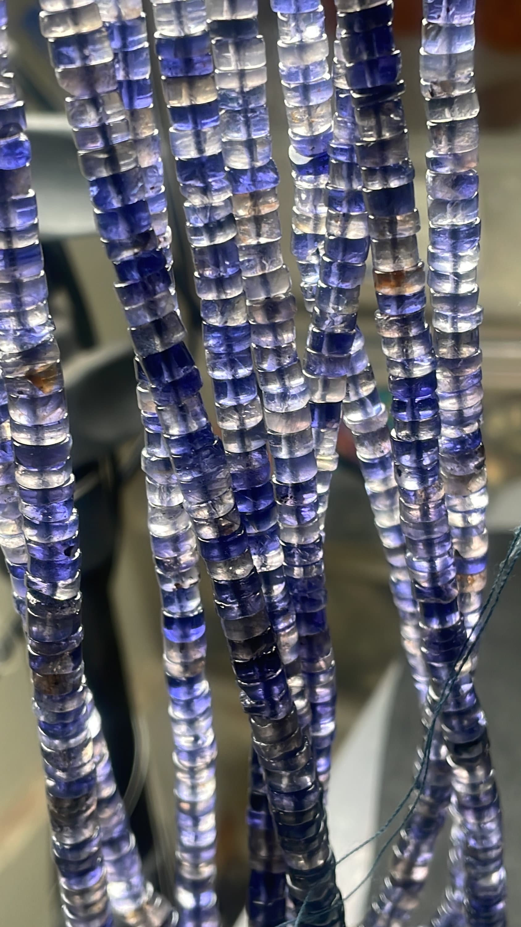 Top Quality Natural Iolite Smooth Tyre Shaped Gemstone Beads Size 5-6 Mm Approx Jewelry Making Beads, 16 Inch Strand Blue Iolite For Sale