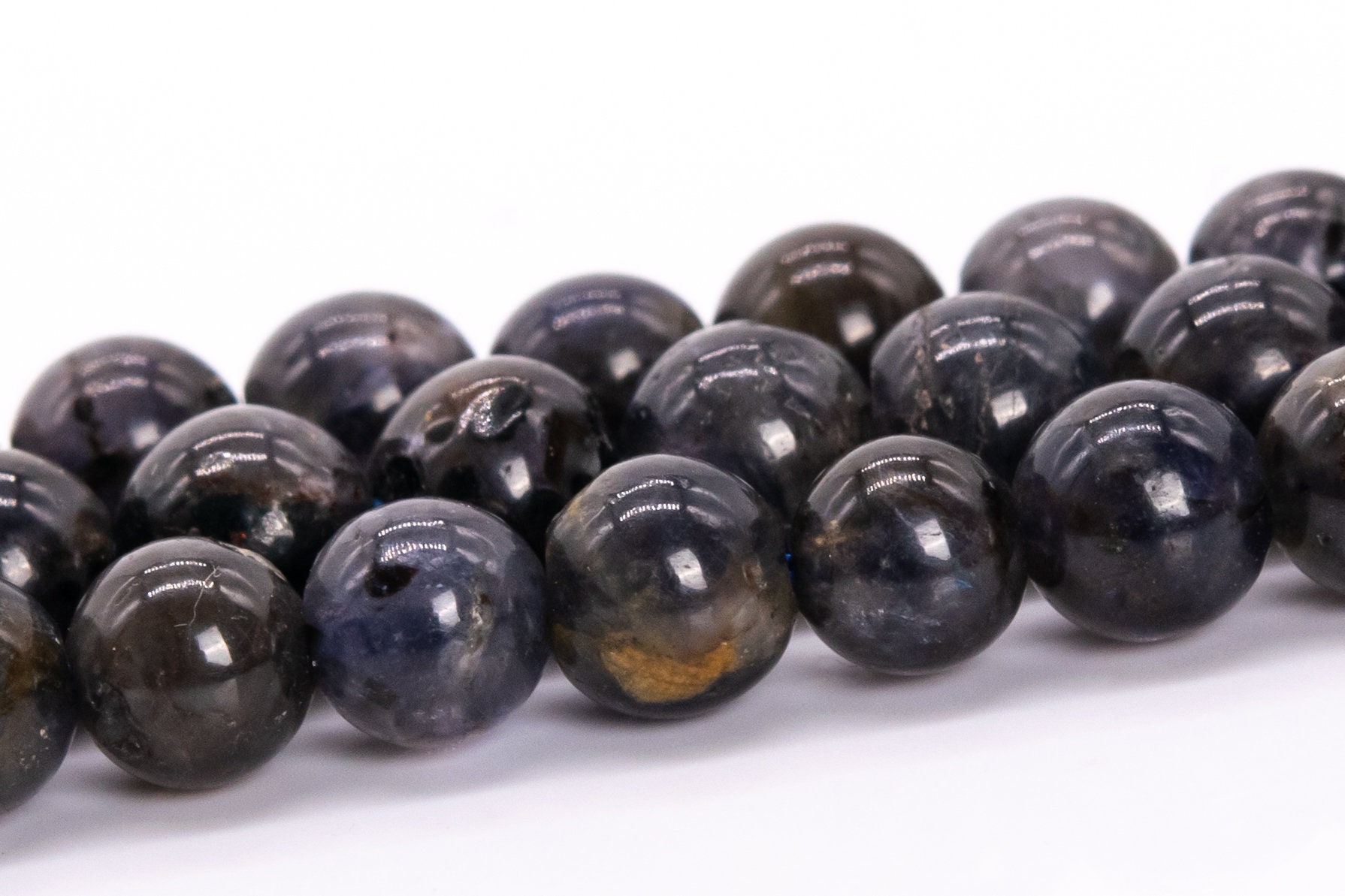 5mm Iolite Beads Black Purple Grade A Genuine Natural Gemstone Full Strand Round Loose Beads 15" (116488-1867)