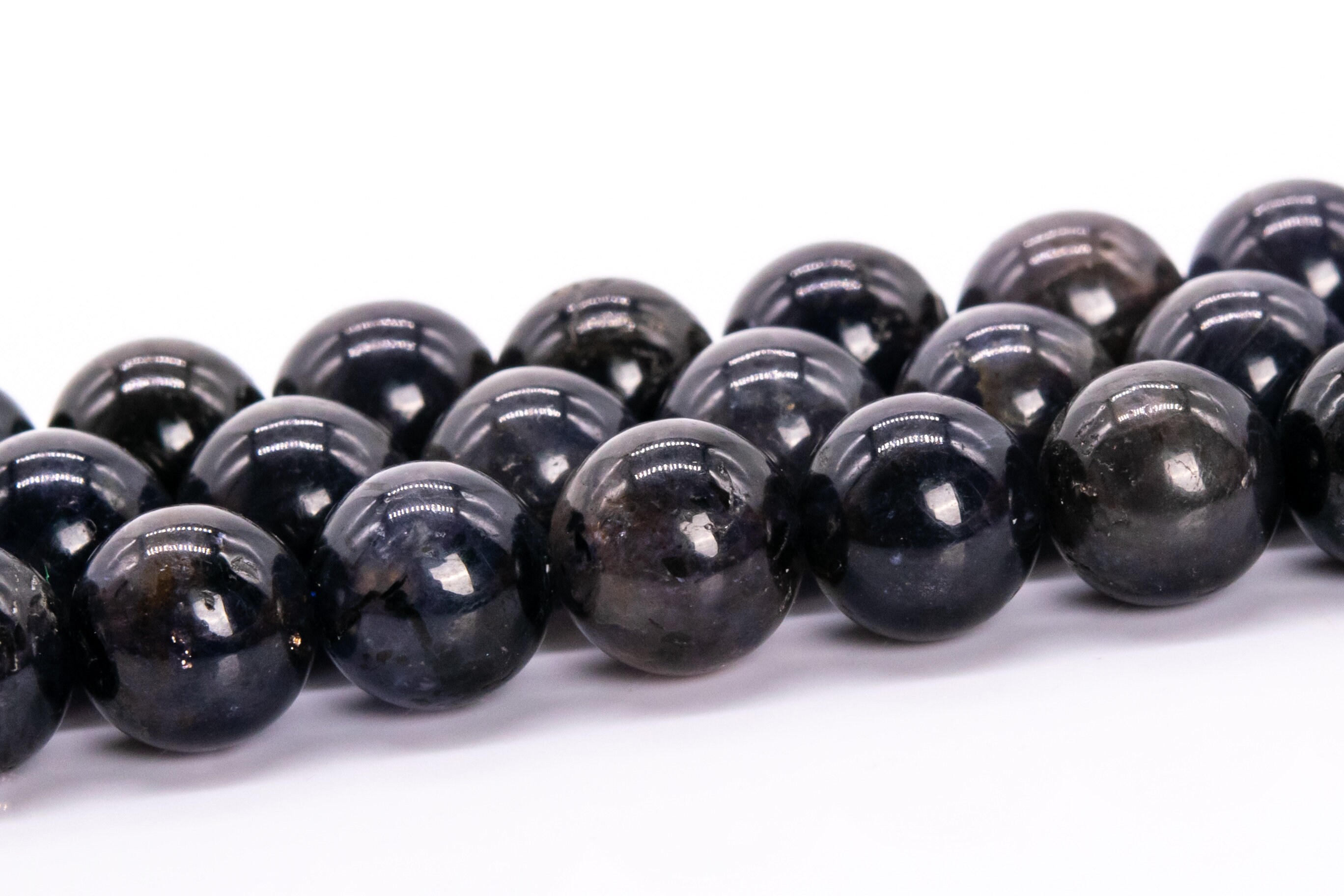 7-8mm Black Iolite Beads Grade A Genuine Natural Gemstone Round Loose Beads 15" / 7.5" Bulk Lot Options (116496)