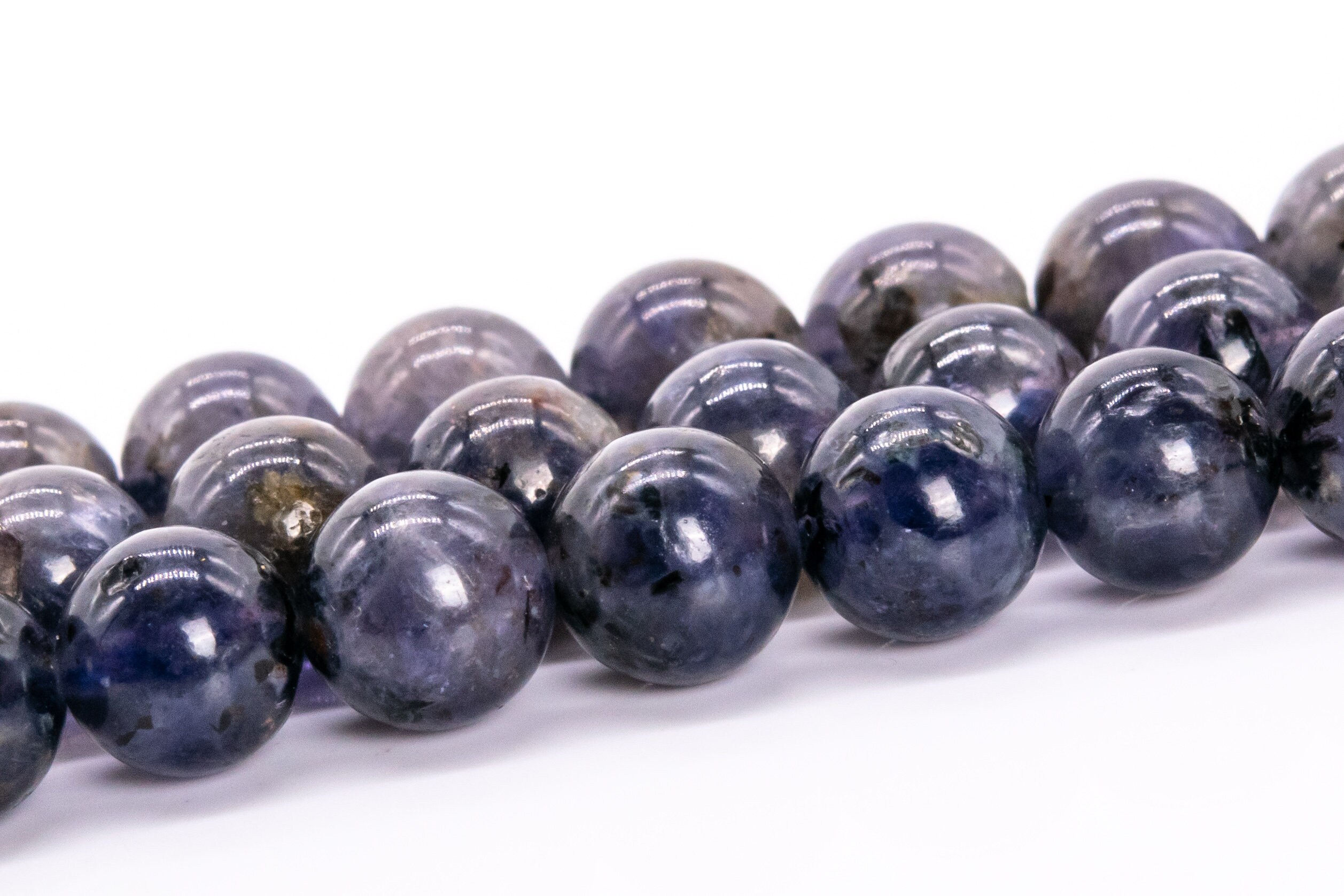 7mm Iolite Beads Blue Purple Grade A+ Genuine Natural Gemstone Round Loose Beads 15" / 7.5" Bulk Lot Options (116495)