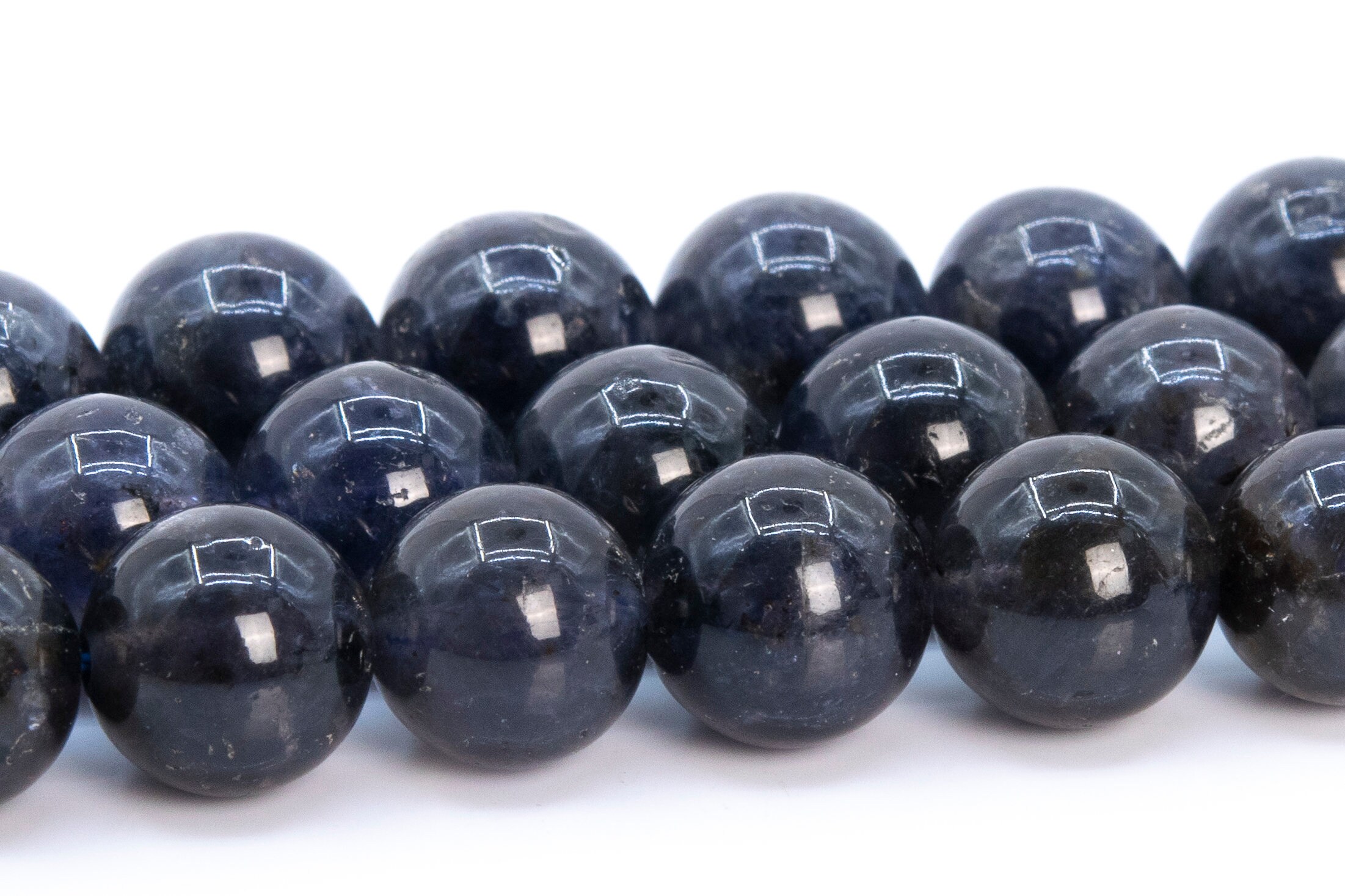 8-9mm Iolite Beads Dark Blue Grade A+ Genuine Natural Gemstone Round Loose Beads 15" / 7.5" Bulk Lot Options (116519)