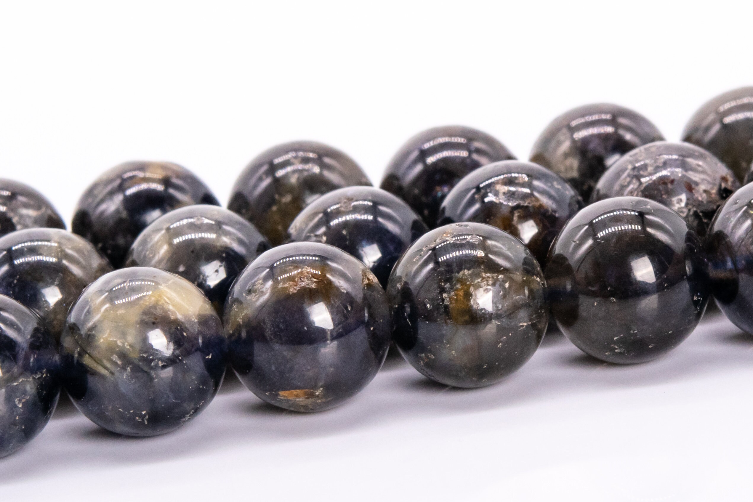8-9mm Iolite Beads Multicolor Genuine Natural Gemstone Full Strand Round Loose Beads 15" (116505-1888)