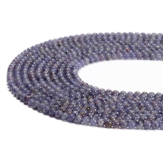 Natural Iolite Gemstone Grade Aaa Round 3mm 4mm Loose Beads 15 Inch Full Strand Bulk Lot 1,2,6,12 And 50 (p117)