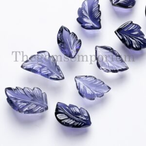 10pcs AAA+ Quality 100% Natural Iolite Leaf Shape Carved Loose Gemstone For Jewellery, Iolite Leaf Shape Carving 9x13-10x18mm,Loose Supplier
