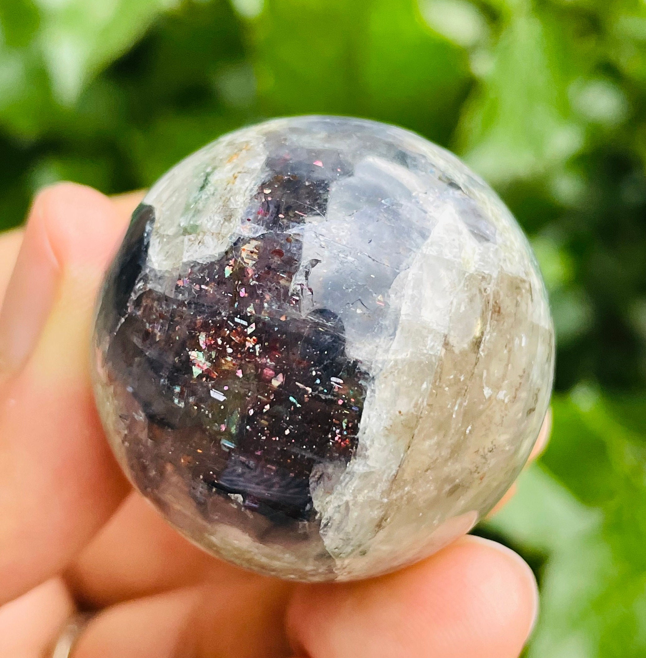 Bloodshot Iolite Crystal Sphere: Cordierite Water Sapphire, 33mm Gemstone 52g