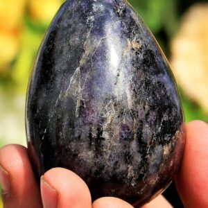 Blue Iolite Crystal Egg: Water Sapphire, Cordierite Healing Stone (65mm)