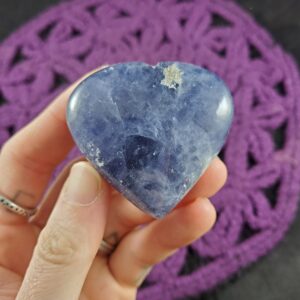 Iolite Heart Crystal Polished Stones Crystals Natural Blue Unique India Heart Shaped Carving Iolite Heart Crystal Polished Stones Crystals Natural Blue Unique India Heart Shaped Carving