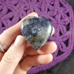 Iolite Heart Crystal Polished Stones Crystals Natural Blue Unique India Heart Shaped Carving Iolite Heart Crystal Polished Stones Crystals Natural Blue Unique India Heart Shaped Carving