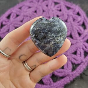 Iolite Heart Crystal Polished Stones Palmstone Crystals Natural Dark Blue Unique India Heart Shaped Carving Iolite Heart Crystal Polished Stones Palmstone Crystals Natural Dark Blue Unique India Heart Shaped Carving
