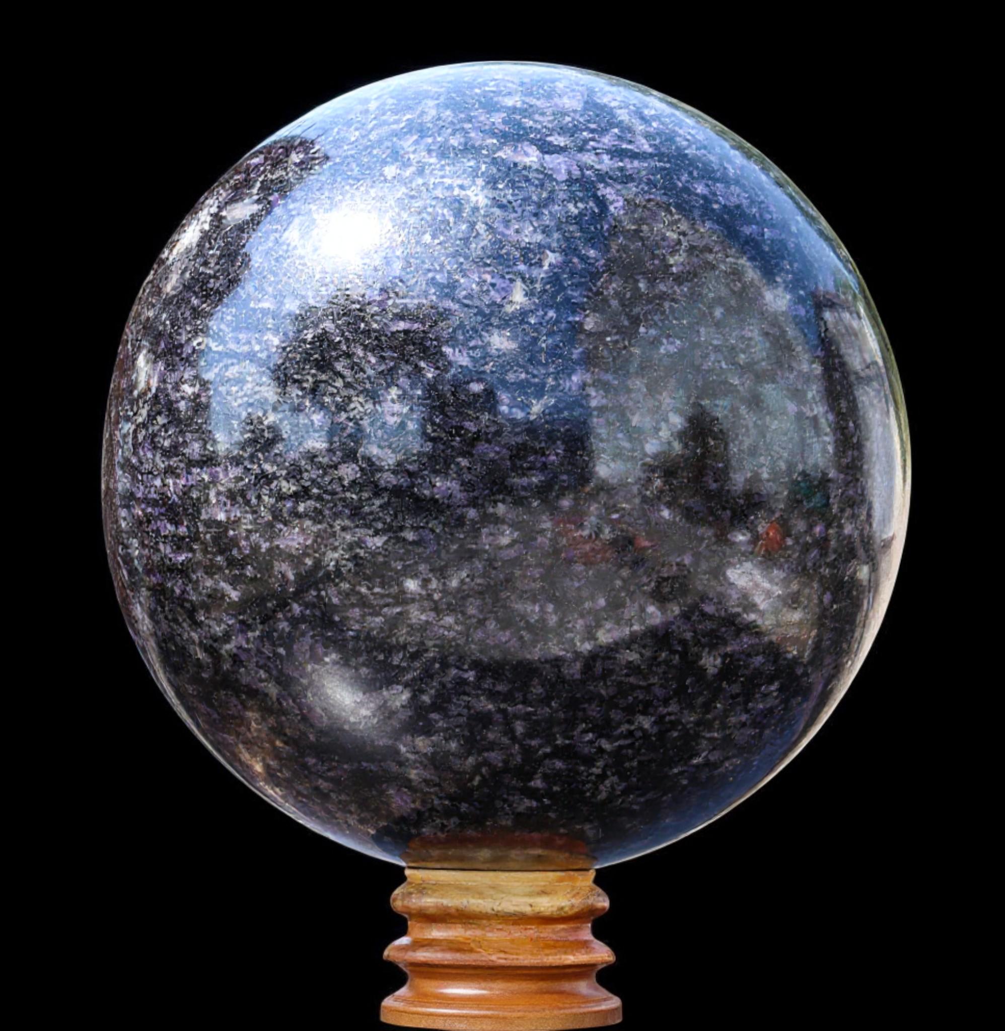 Large 12-inch Blue Iolite Sphere: Cordierite Stone, Water Sapphire Ball