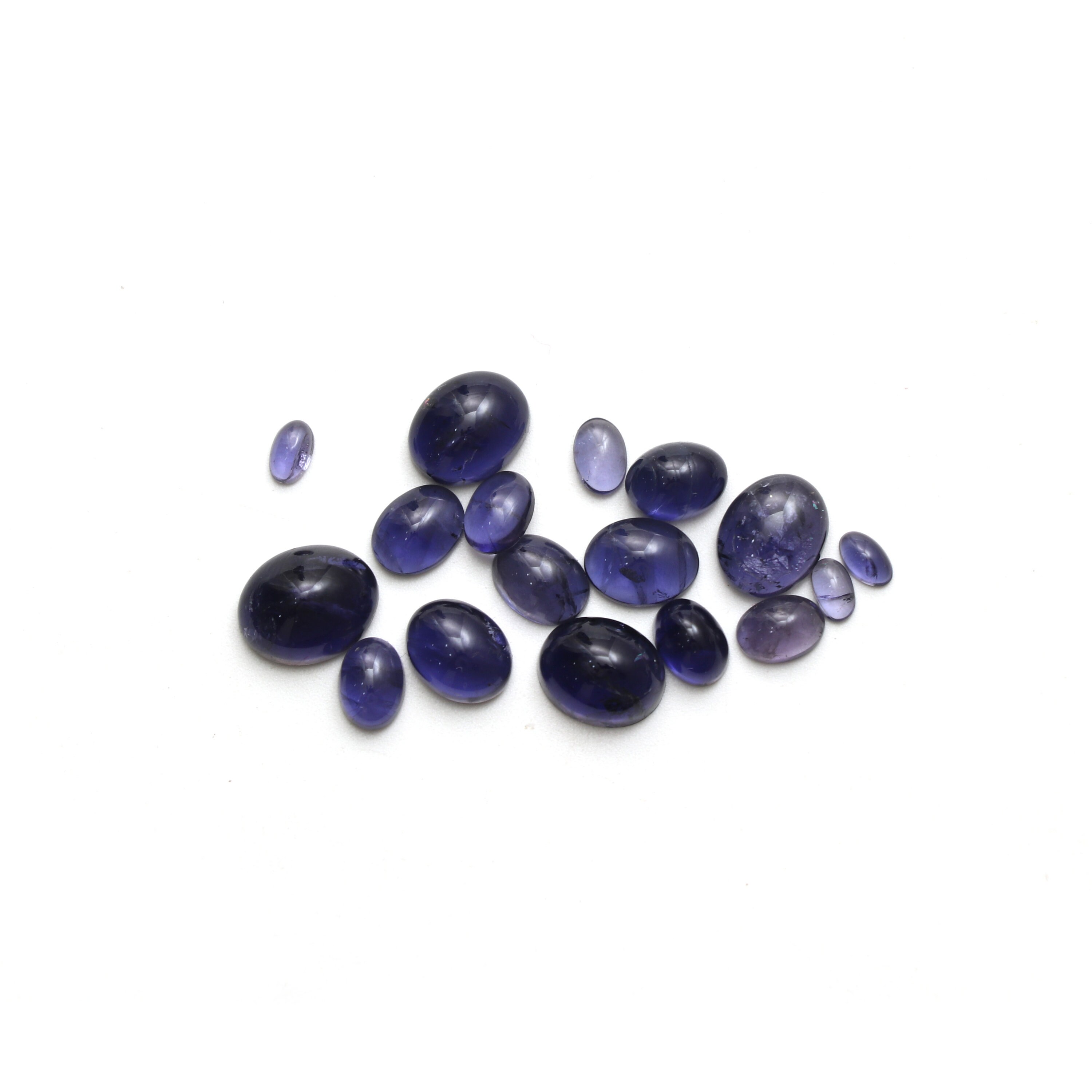 Natural Iolite Smooth Oval Loose Gemstone, 3x5 Mm To 9x11 Mm, Iolite Jewelry Handmade Gift For Women, Set Of 17 Pieces
