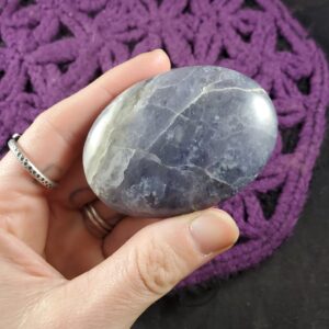 Iolite Palmstone Crystal Polished Palm Stones Gallet Crystals Natural Blue Violet Unique India Iolite Palmstone Crystal Polished Palm Stones Gallet Crystals Natural Blue Violet Unique India