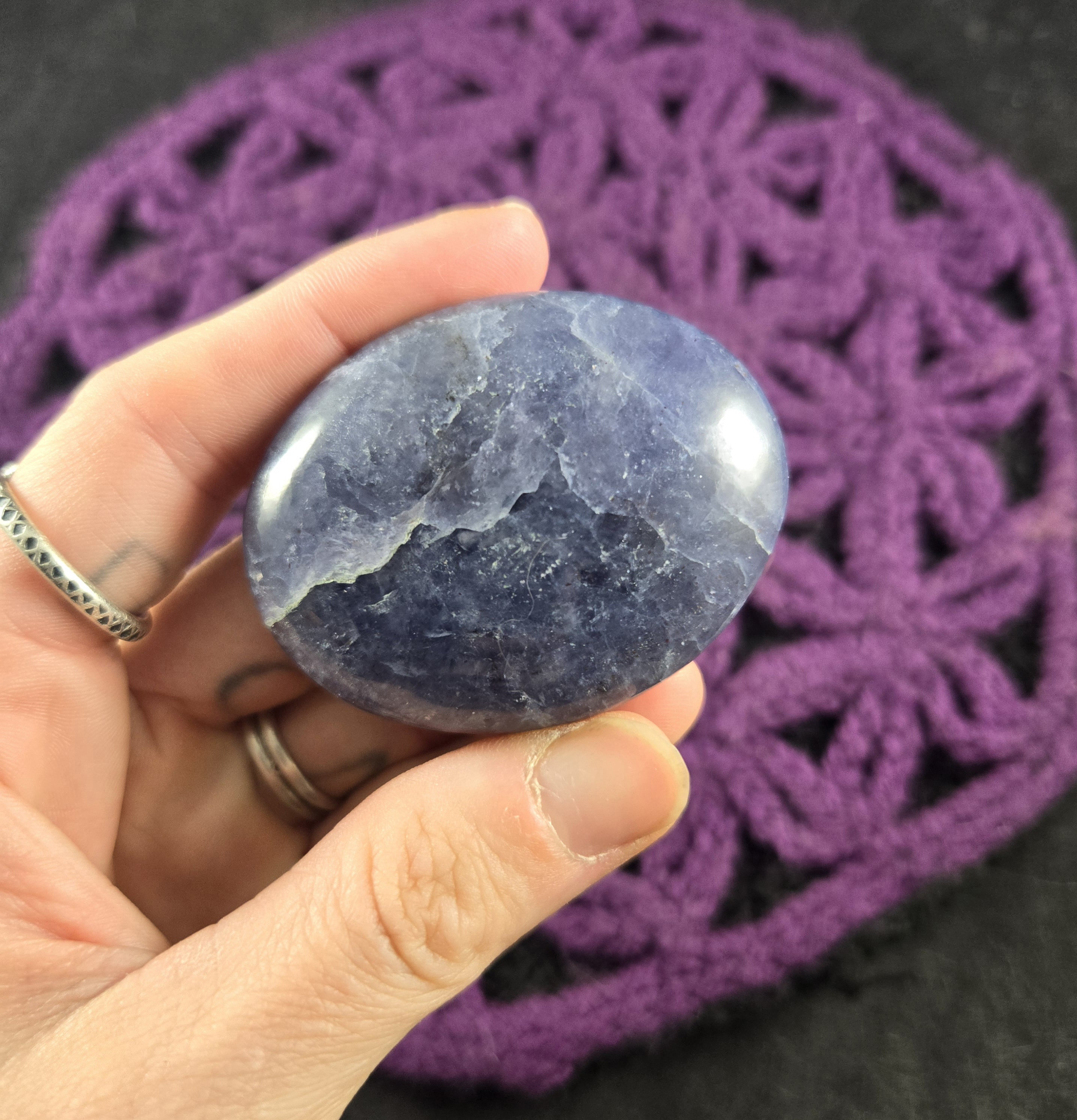Iolite Palmstone Crystal Polished Palm Stones Gallet Crystals Natural Blue Violet Unique India Iolite Palmstone Crystal Polished Palm Stones Gallet Crystals Natural Blue Violet Unique India