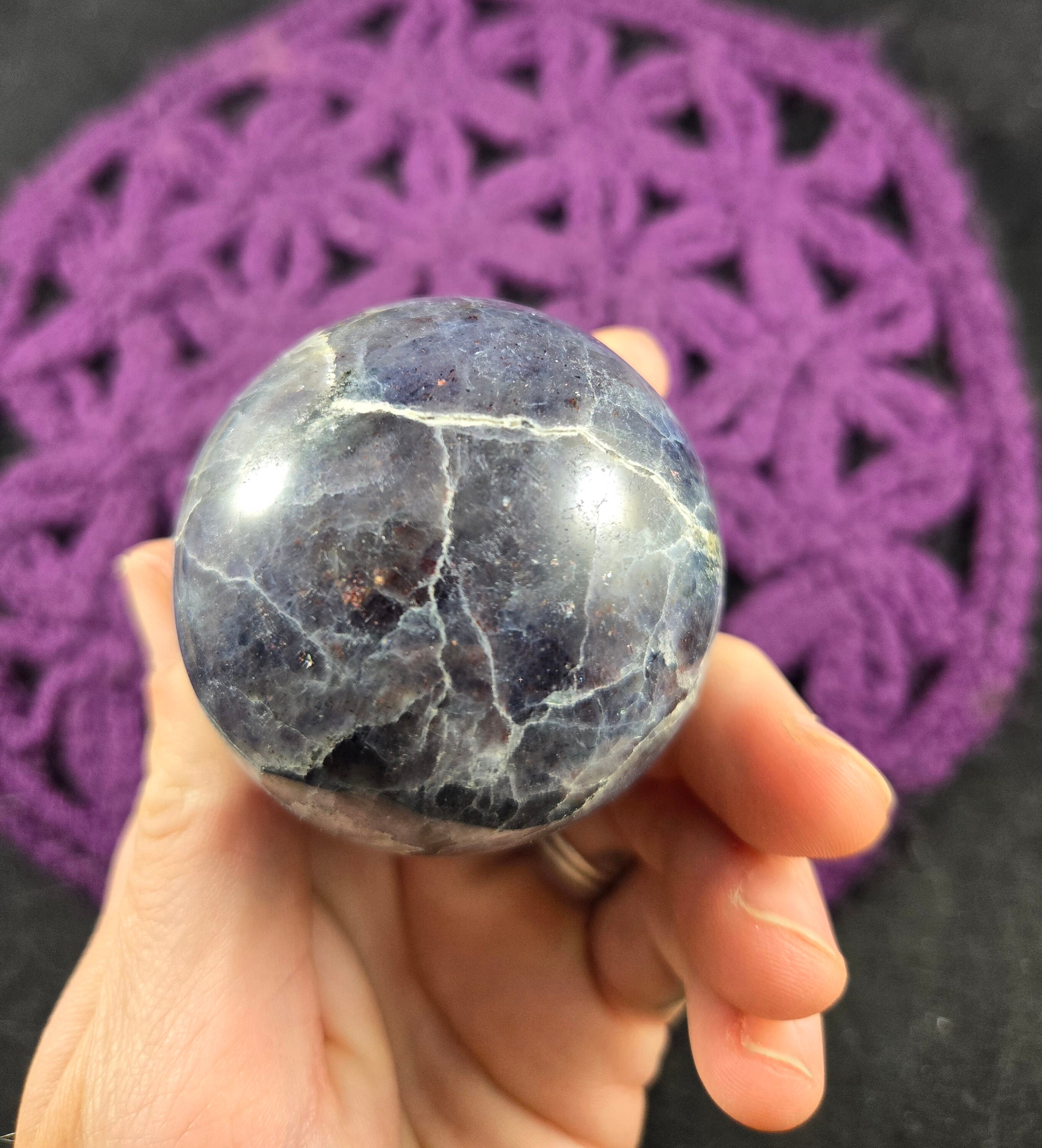 Iolite Sphere Crystal Ball Stones 51mm Carved Crystals Polished Blue Iolite India Choose Your Stand