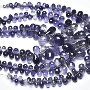 Super Quality Iolite Teardrop Beads - 3.5 inches - Beautiful Natural Faceted Iolite Tear Drop Briolettes - Size is 3x5 - 8x13 mm #2518