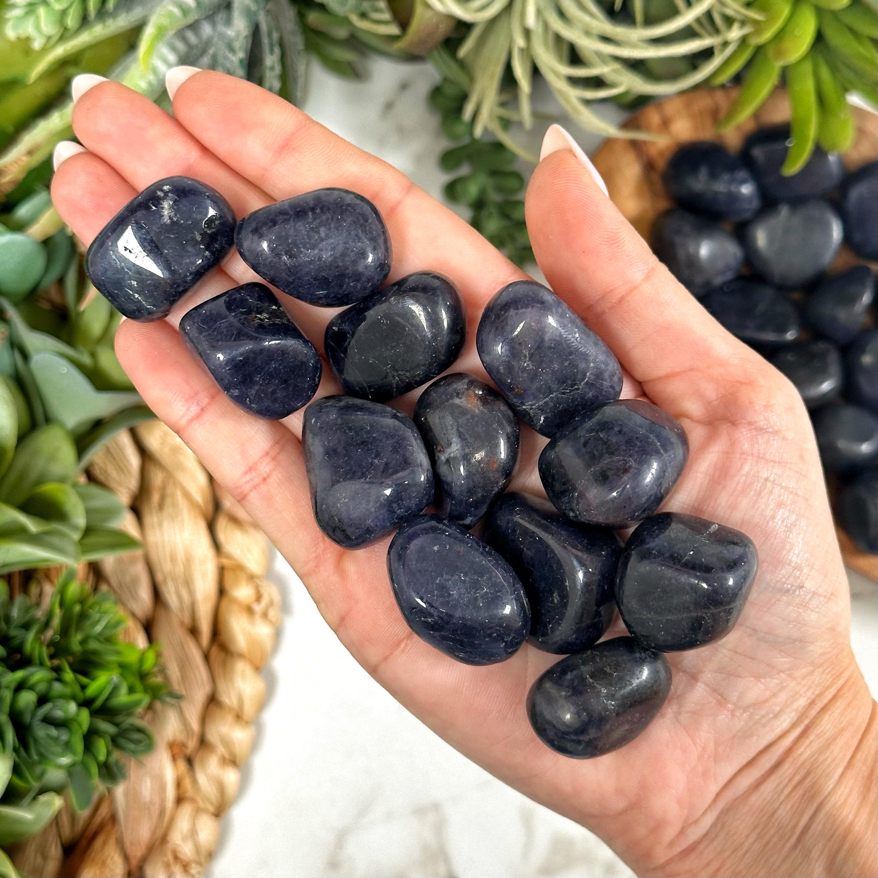 Iolite Tumble | S, M, L | - No. 455 (polished Blue Crystal Pocket Stone, Third-eye Chakra, Healing Stone)