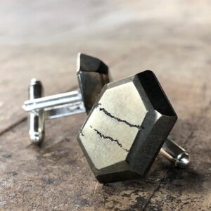 Iron Pyrite Cufflinks. Fool's Gold Hexagon gemstone cuff links. Gift for Dad, gift for him, gift for groom - prosperity, wealth, good luck