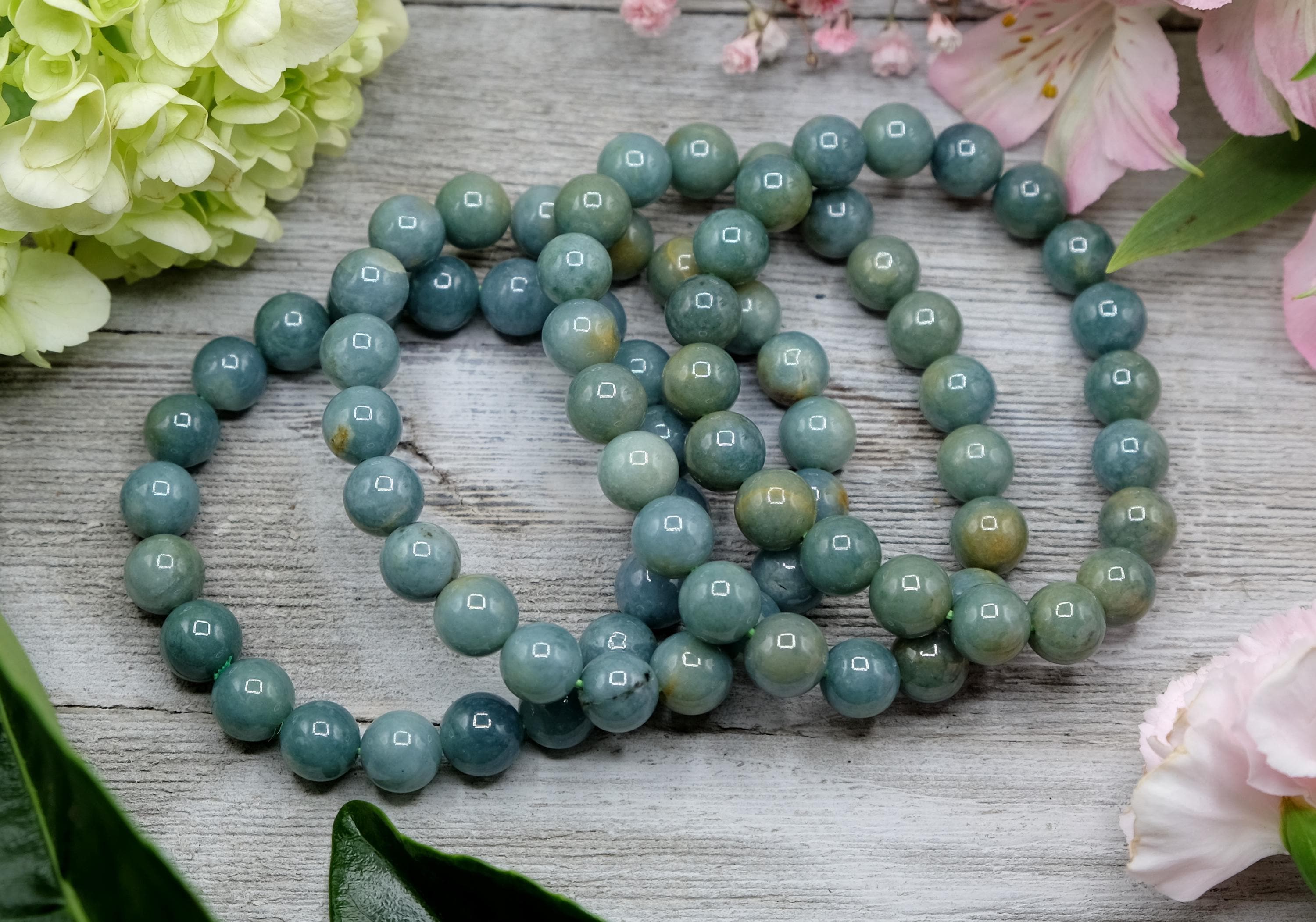10mm Guatemala Jadeite Blue Water Jade Stretch Bracelet