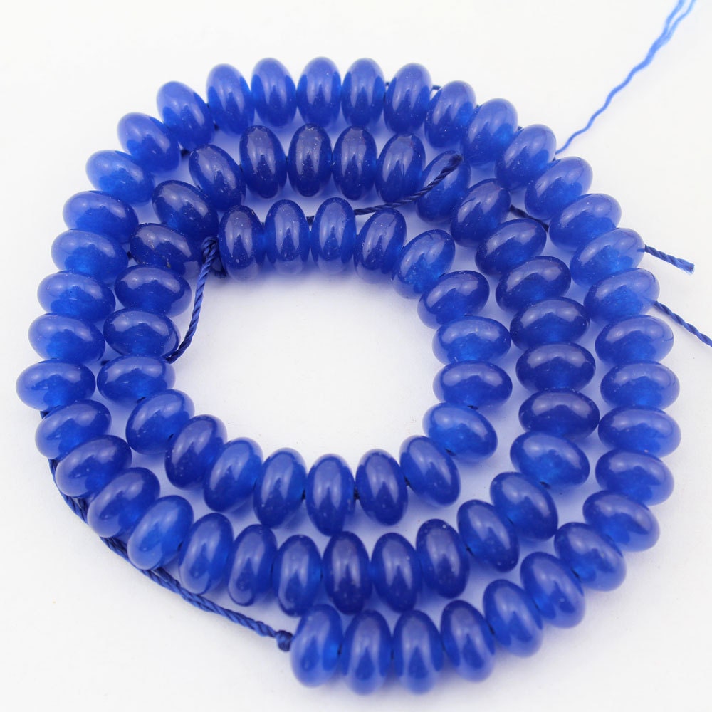 5x8mm Royal Blue Jade Beads, Jade Rondelle Beads, Full Strand, Gemstone Beads For Diy Jewelry Necklace Bracelet---15inches---80pcs---ebt102