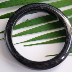 61mm Black Jadeite Bangle Type A Burmese Jade