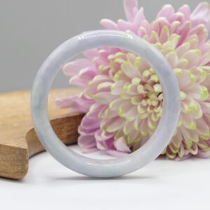 63mm Type A Burma Jadeite Jade Faint Lavender Princess Half Round Bangle Sku0117