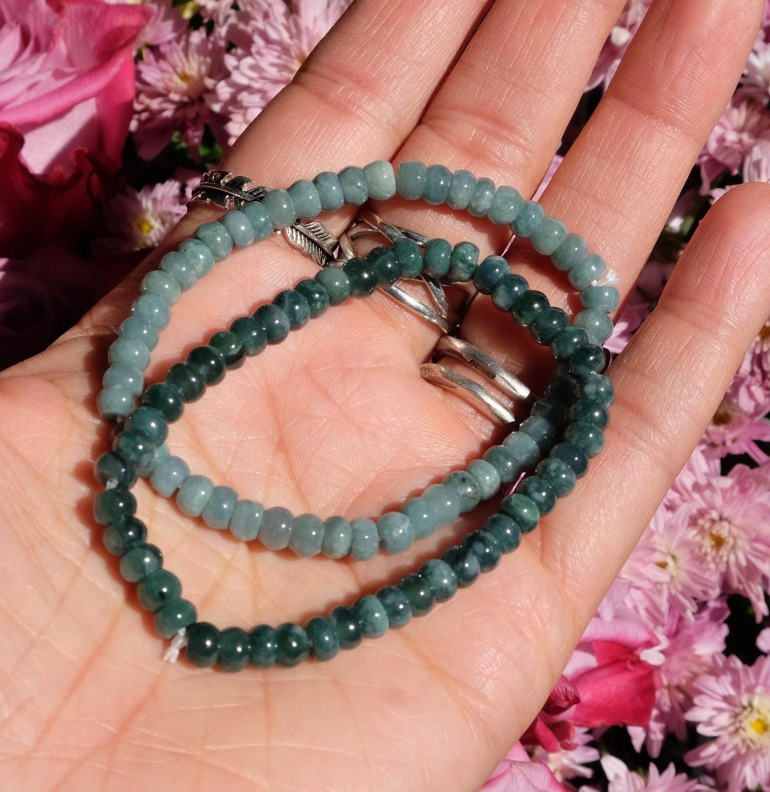 6mm Blue Water Jade Guatemalan Stretch Rondelle Bracelet