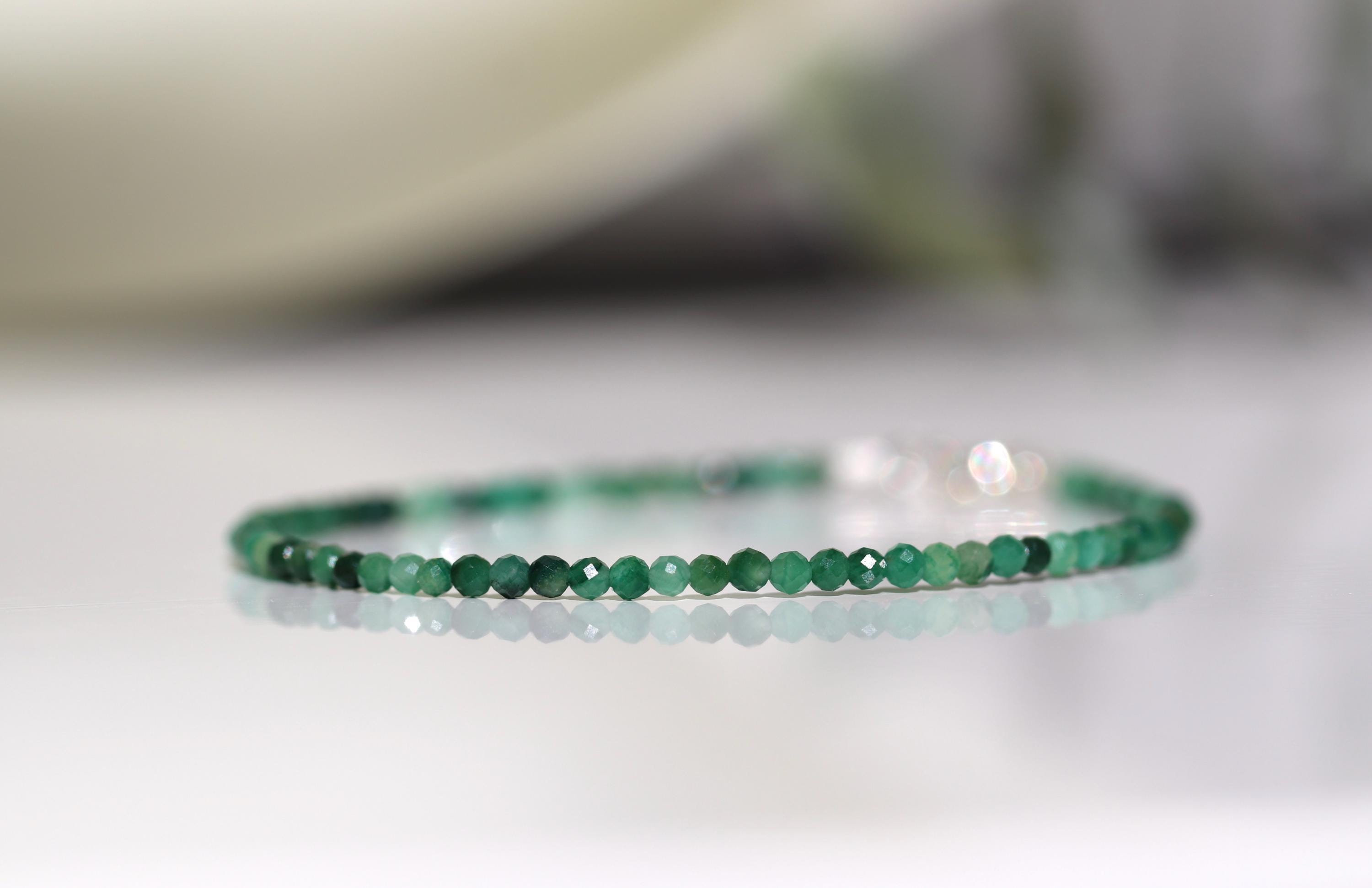 African Jade Bracelet 2mm, Genuine Green Jade Gemstone Jewelry, Gift For Her