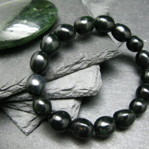 Black Jade Nephrite Genuine Bracelet ~ 7 Inches ~ 10mm Tumbled Beads