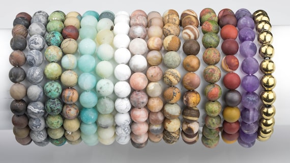 Bracelets Natural Gemstone 6mm 8mm Matte Stackable Round Gemstone Jade Bracelets - Handmade - Wholesale - 8mm 7” - 7.5" Bracelet Bracelets Natural Gemstone 6mm 8mm Matte Stackable Round Gemstone Jade Bracelets - Handmade - Wholesale - 8mm 7” - 7.5" Bracelet