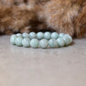 Burma Jade Bracelet, Genuine Pale Green Jade With, Bracelet Femme, Stretch Bracelet, Gemstone Bracelet 10mm, Green Burma Myanmar Jade