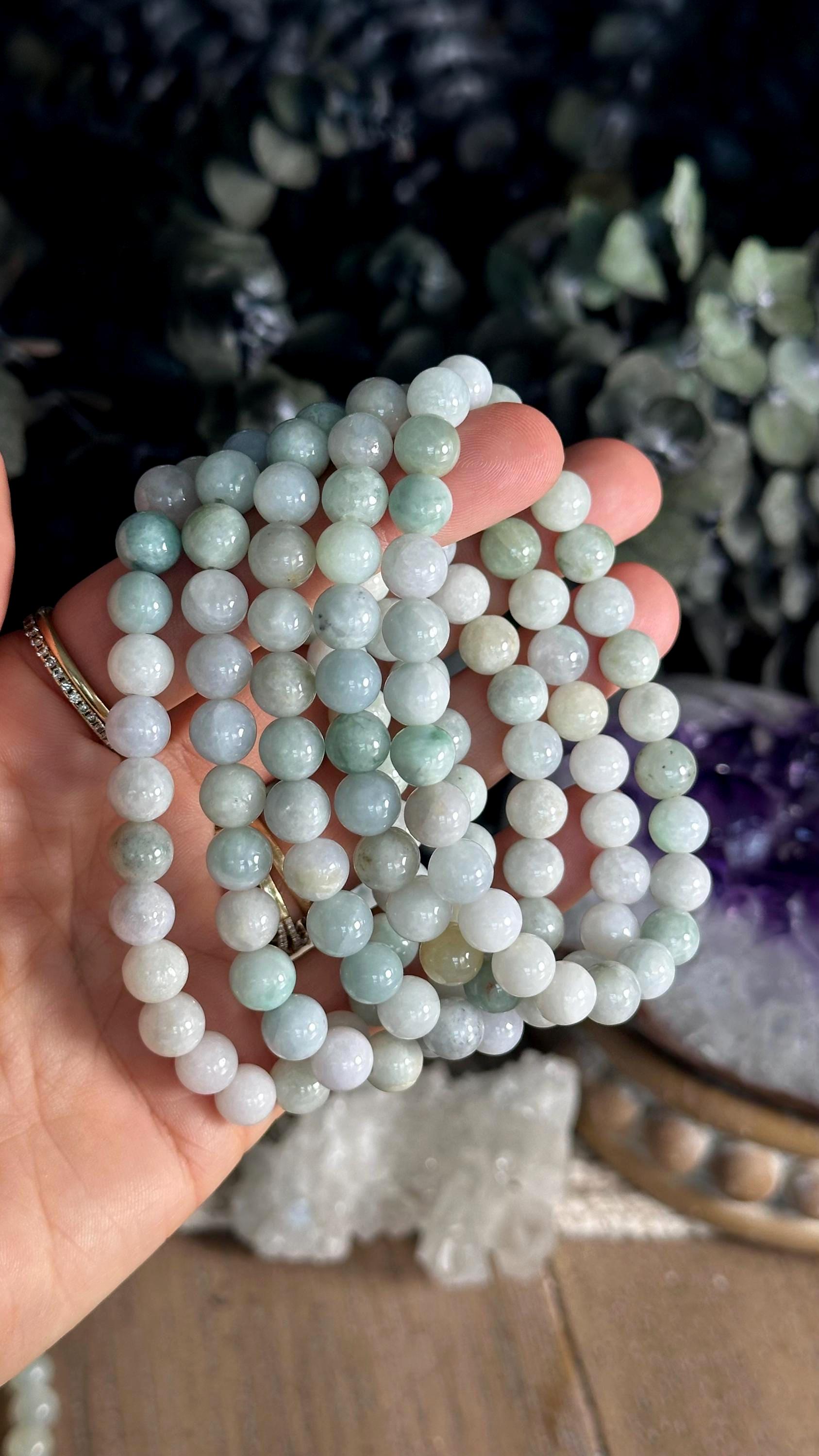 Burmese Jade Stretch Bead Bracelet, 8mm