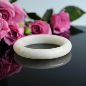 Certified 58-63mm White Nephrite Jade Half Round Bangle