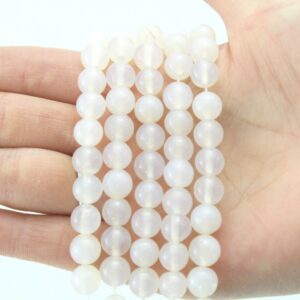 Full Strand 8mm Round Jade Beads,white Stone Beads,smooth Jade Beads,gemstone Beads,necklace Bracelet Beads--48 Pcs-15 Inches--bj088