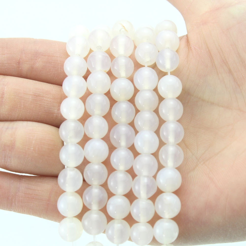 Full Strand 8mm Round Jade Beads,white Stone Beads,smooth Jade Beads,gemstone Beads,necklace Bracelet Beads--48 Pcs-15 Inches--bj088