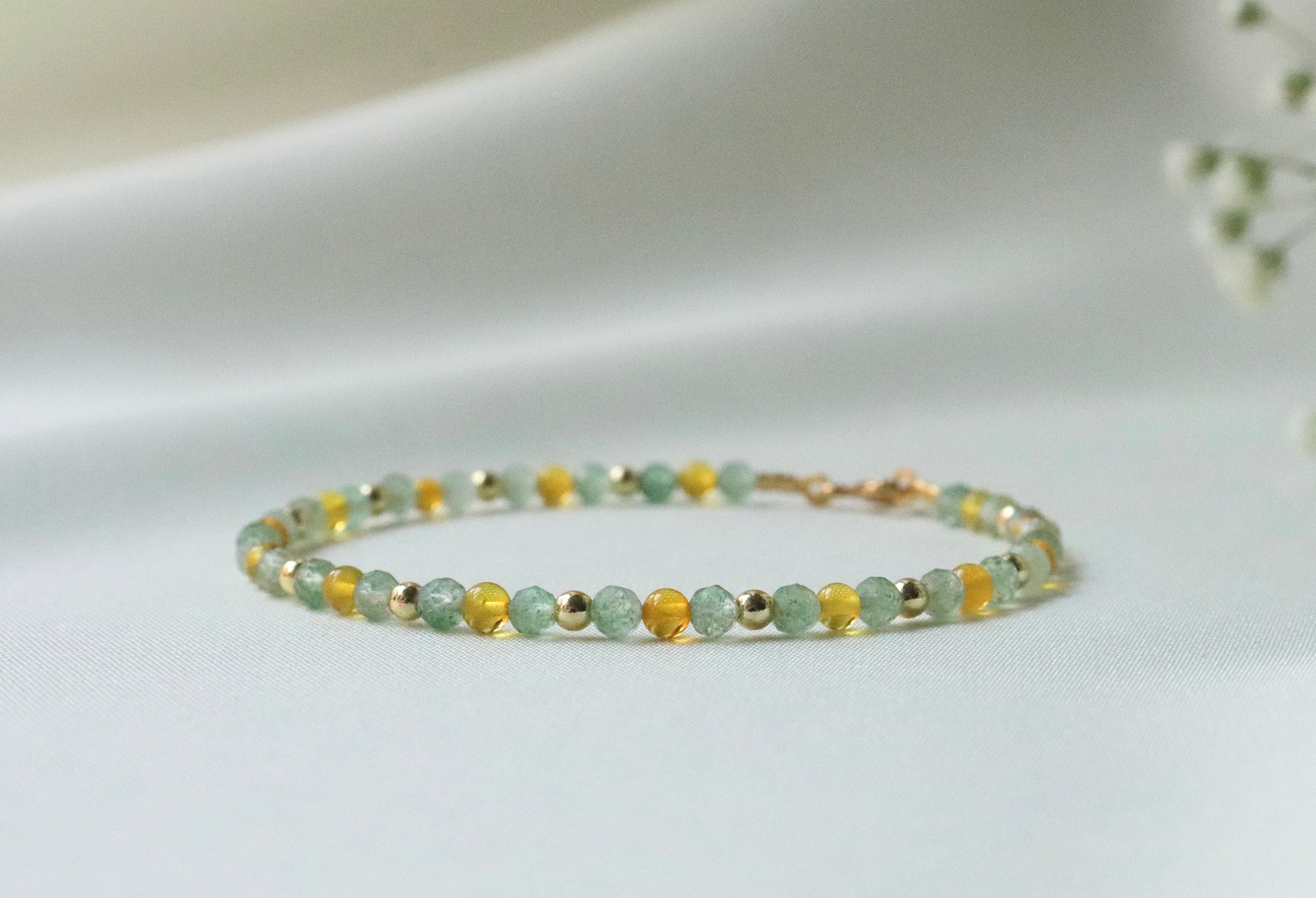 Genuine Jade Bracelet • Dainty 3mm Gemstone Jewelry • Luck • Harmony • Protection • Pisces Zodiac Gift • Handmade
