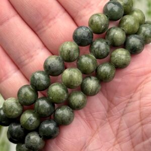 Green Jade Bracelet , 8mm , - No. 712 (polished Crystal Jewelry, Heart Chakra, Good Luck)