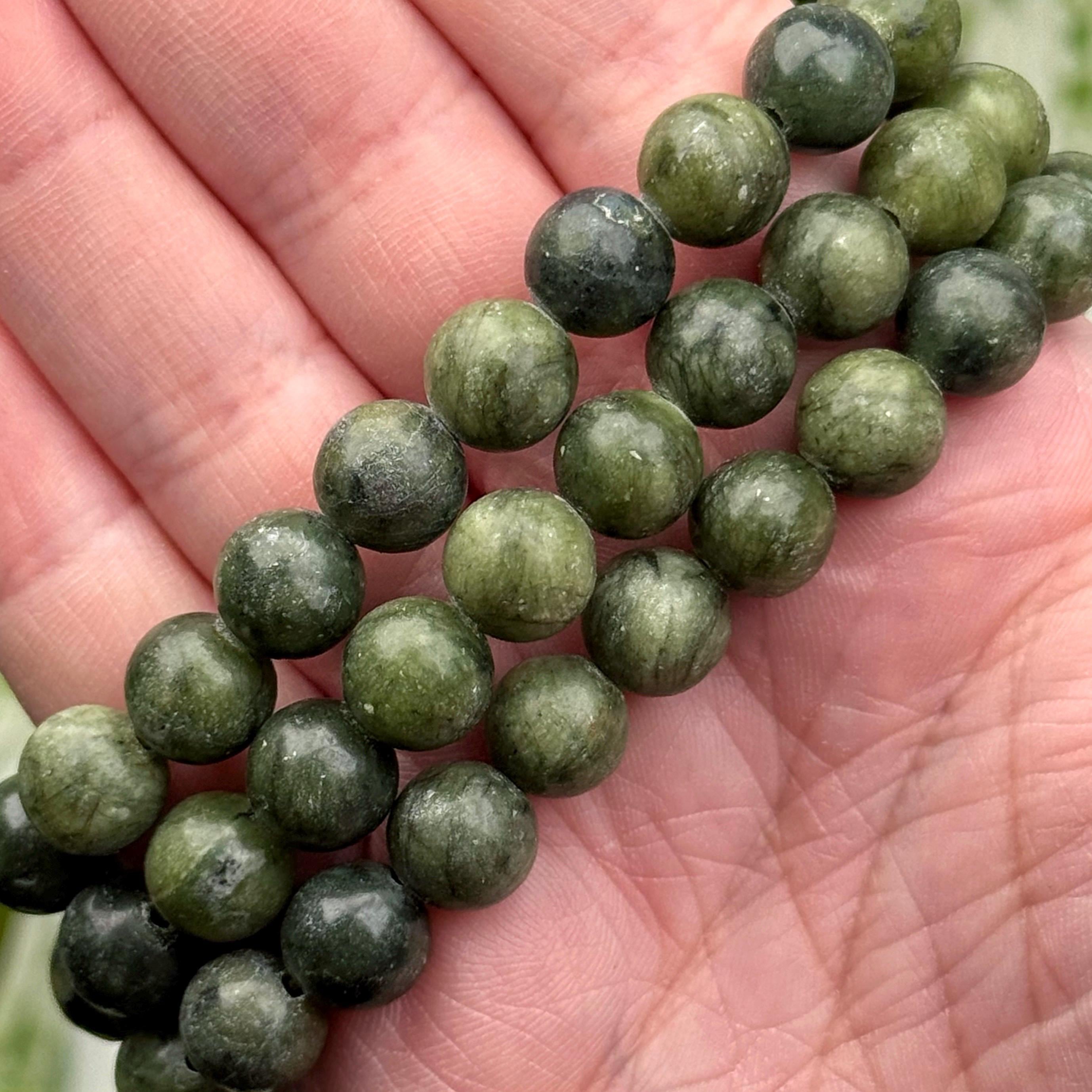 Green Jade Bracelet , 8mm , - No. 712 (polished Crystal Jewelry, Heart Chakra, Good Luck)