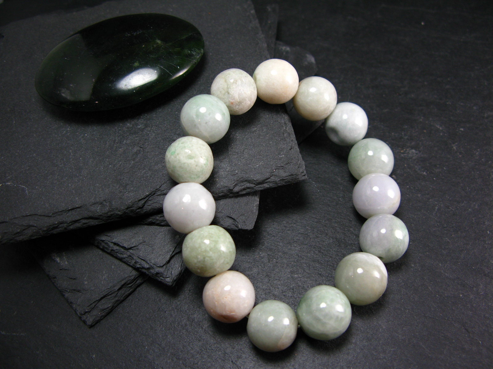 Jade Jadeite Genuine Bracelet ~ 7 Inches ~ 13mm Round Beads