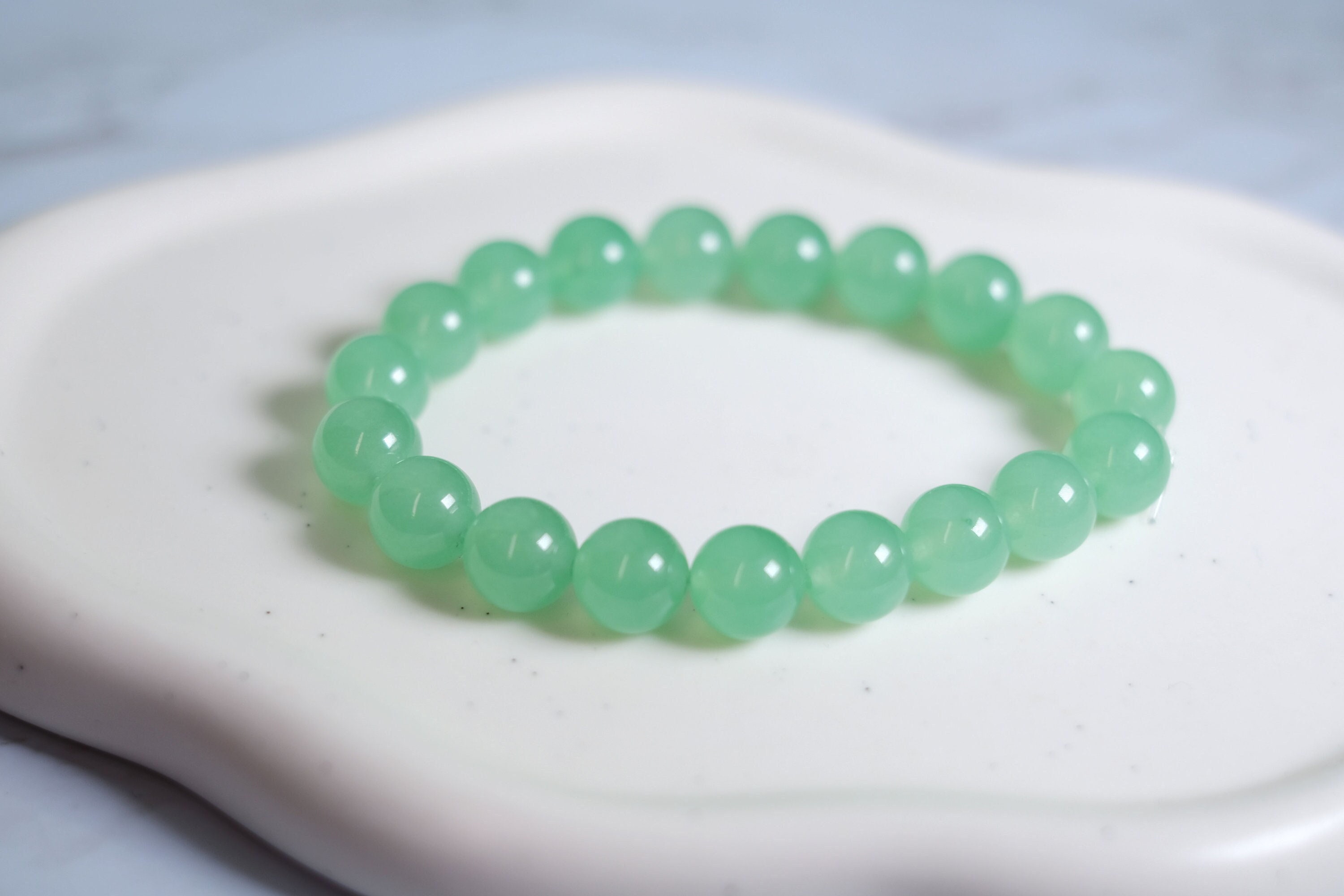 Light Green Jade Bracelet, Green Apple Jade Bracelet, Green Jade Jewelry, Jade Bead Bracelet, Lucky Green Bracelet, 10mm Jade Bracelet