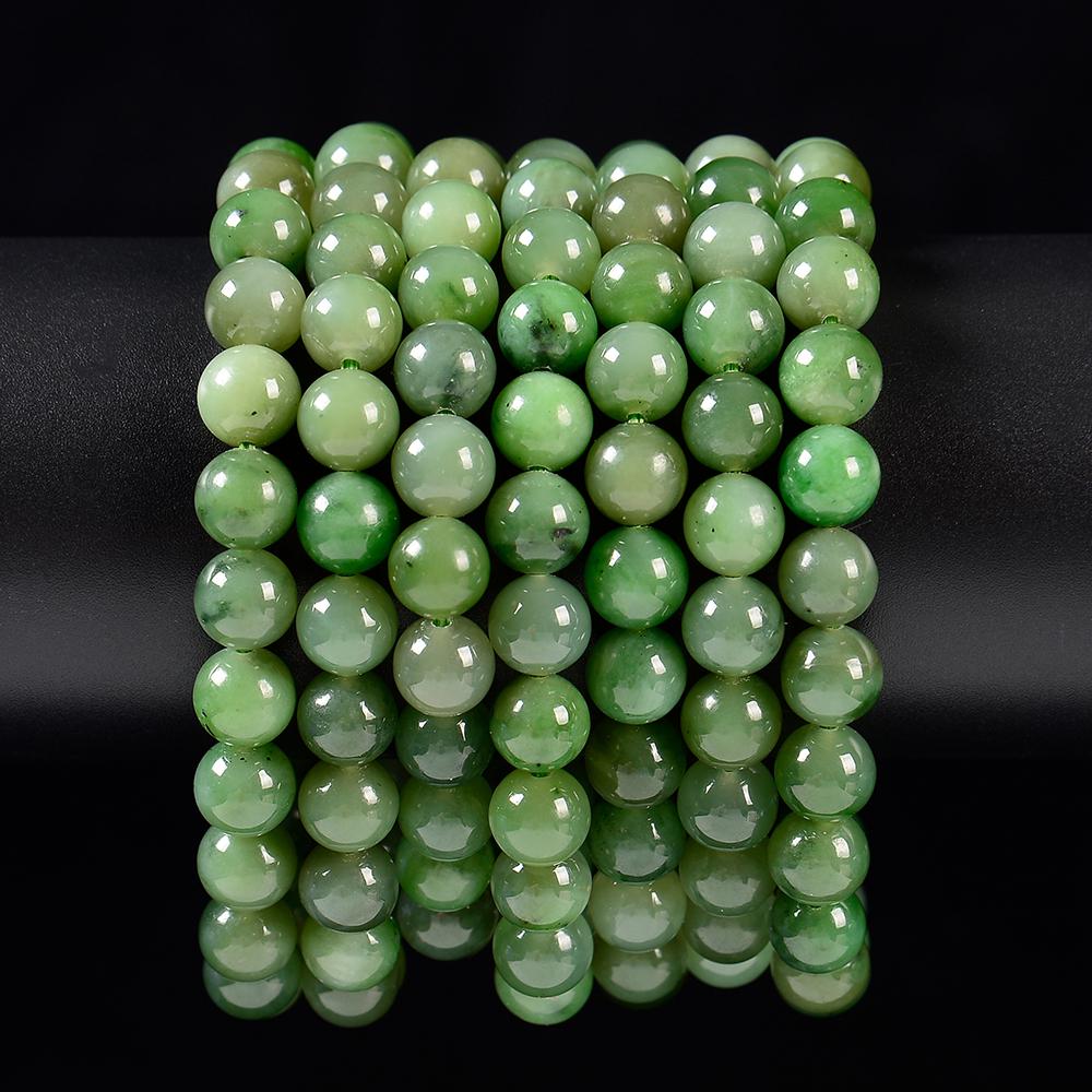 Natural Canadian Nephrite Jade Gemstone Round Bracelet 7-8mm 8mm 7.5 Inch Strand (s45)