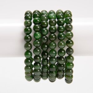 Natural Canadian Nephrite Jade Gemstone Round Bracelet 8mm 7.5 Inch Strand (80020151-s44)
