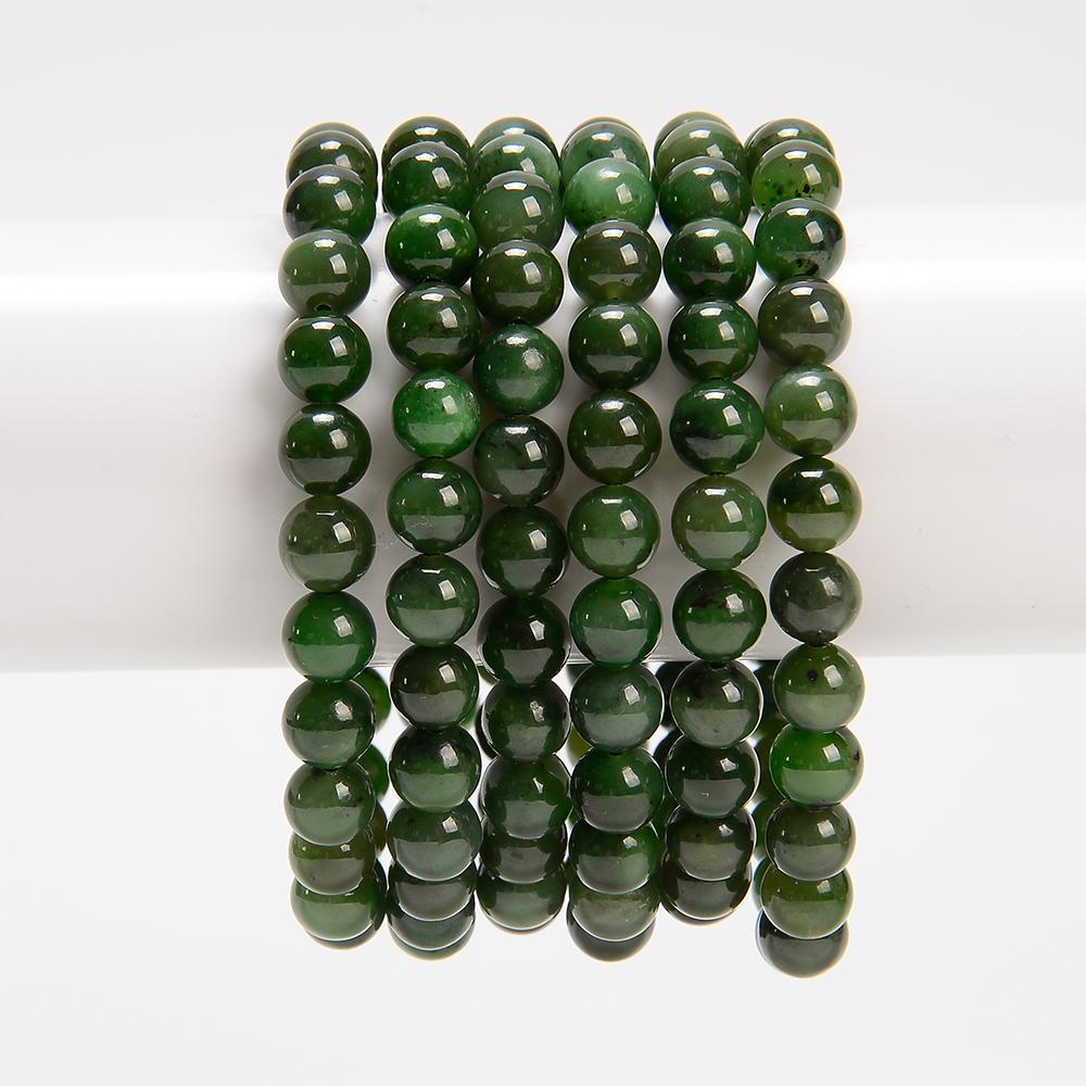 Natural Canadian Nephrite Jade Gemstone Round Bracelet 8mm 7.5 Inch Strand (80020151-s44)
