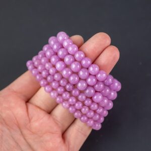 Plum Purple Jade Bracelet Round Size 6mm And 8mm Handmade In Usa Natural Gemstone Crystal Bracelets Handmade Jewelry - Approx. 7"