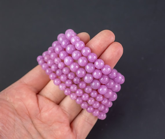 Plum Purple Jade Bracelet Round Size 6mm And 8mm Handmade In Usa Natural Gemstone Crystal Bracelets Handmade Jewelry - Approx. 7" Plum Purple Jade Bracelet Round Size 6mm And 8mm Handmade In Usa Natural Gemstone Crystal Bracelets Handmade Jewelry - Approx. 7"