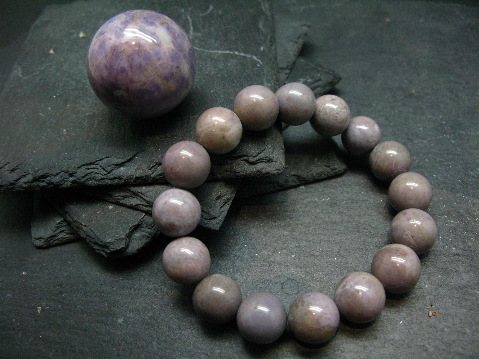 Purple Jade Jadeite Genuine Bracelet ~ 7 Inches ~ 12mm Round Beads