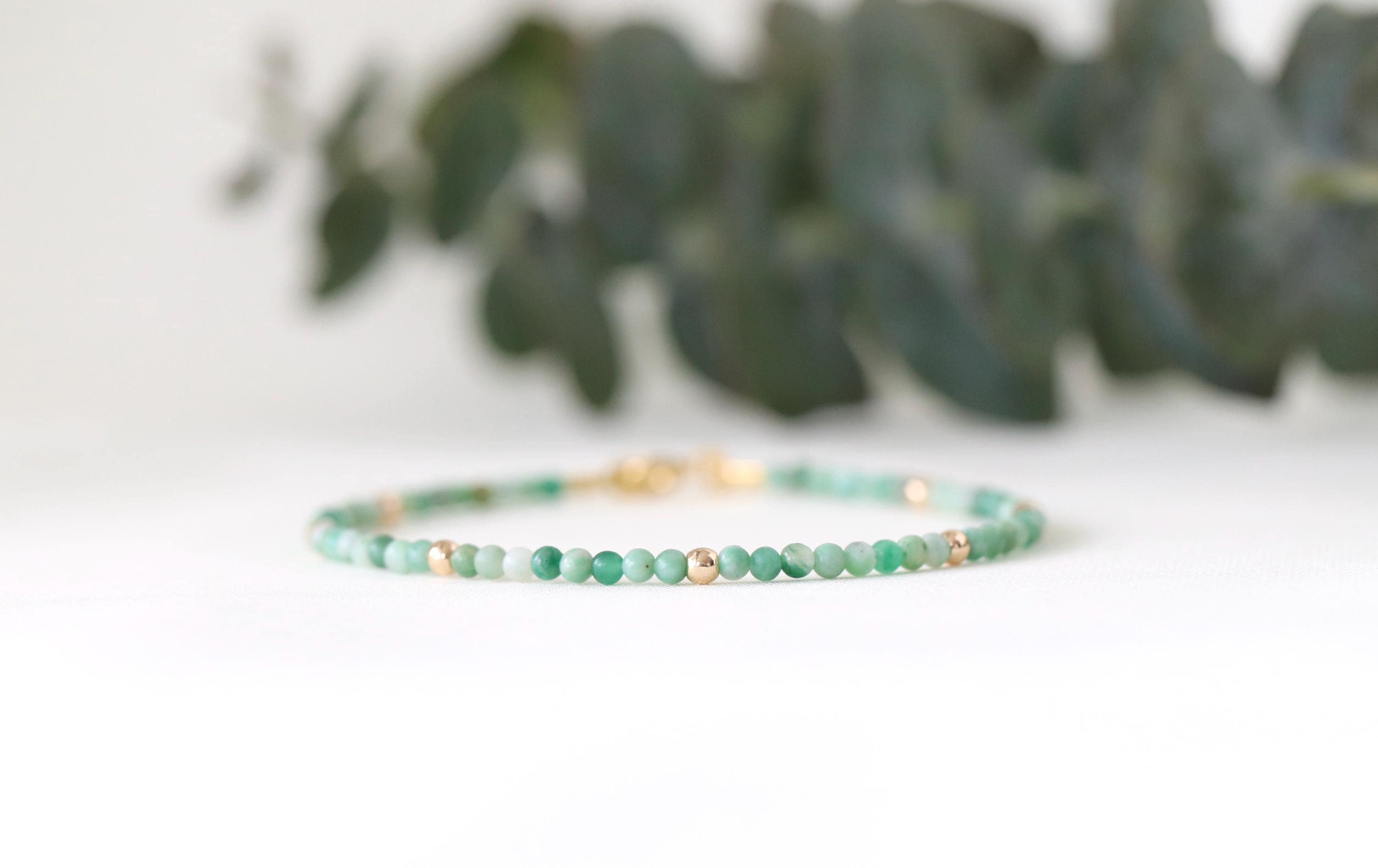 Qinghai Jade, Green Jade Bracelet 14k Gold Filled Beads, Delicate Gemstone Bracelet, Green White Stone Bracelet, 2mm Tiny Bracelet, Jadeite Qinghai Jade, Green Jade Bracelet 14k Gold Filled Beads, Delicate Gemstone Bracelet, Green White Stone Bracelet, 2mm Tiny Bracelet, Jadeite