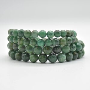 Verdite Jade Gemstone Round Beads Bracelet Sample Strand - 6mm Or 8mm Sizes - 7.5" Long